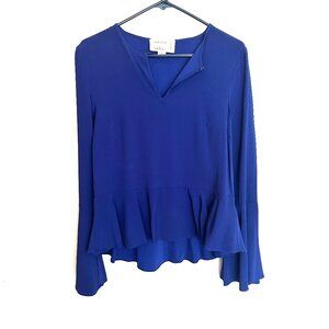 Nicole Miller Atelier Bell Sleeve Sapphire Blue Blouse, size Small